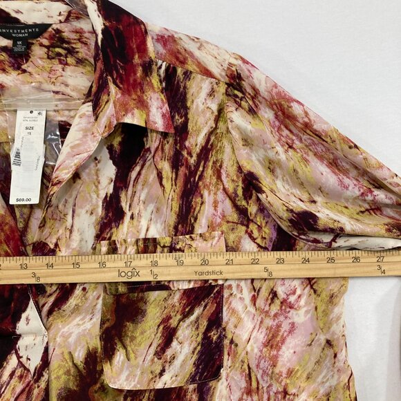 New Investments Top size 1X Multi Color Abstract Long Sleeve Popover Office - Picture 6 of 11
